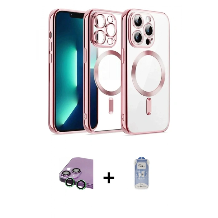 MARSİLYAN™- iPhone 15 Kılıf Nova Işık Özel Seri - Siyah Joko Magic 5D Cam + Raze Metal Kamera Lens - YL