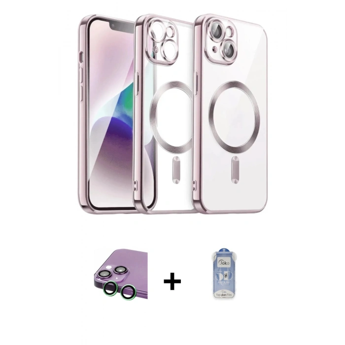 MARSİLYAN™- iPhone 15 Kılıf Nova Işık Özel Seri - Siyah Joko Magic 5D Cam + Raze Metal Kamera Lens - YL
