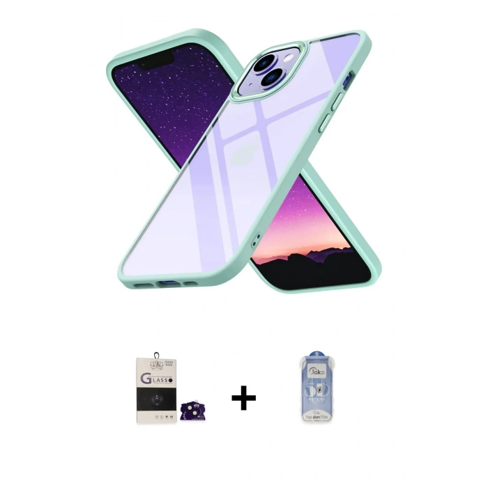 MARSİLYAN™- iPhone 15 Kılıf Nova Işık Serisi - Siyah Joko Magic 5D Cam + Bilvis Titan Kamera Lens - SH