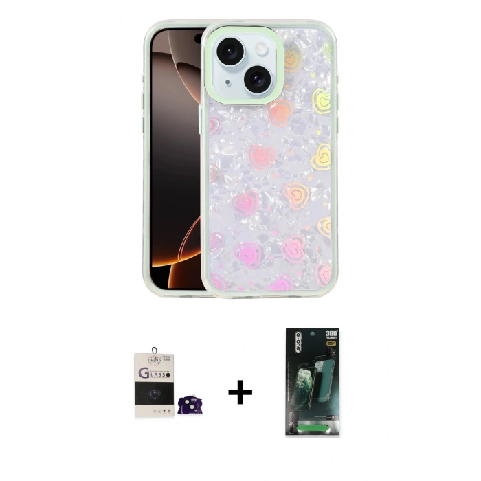 MARSİLYAN™- iPhone 15 Kılıf Odak Prime - Siyah 360 Mat Full Body Arka Koruyucu + Bilvis Titan Kamera Lens - SH