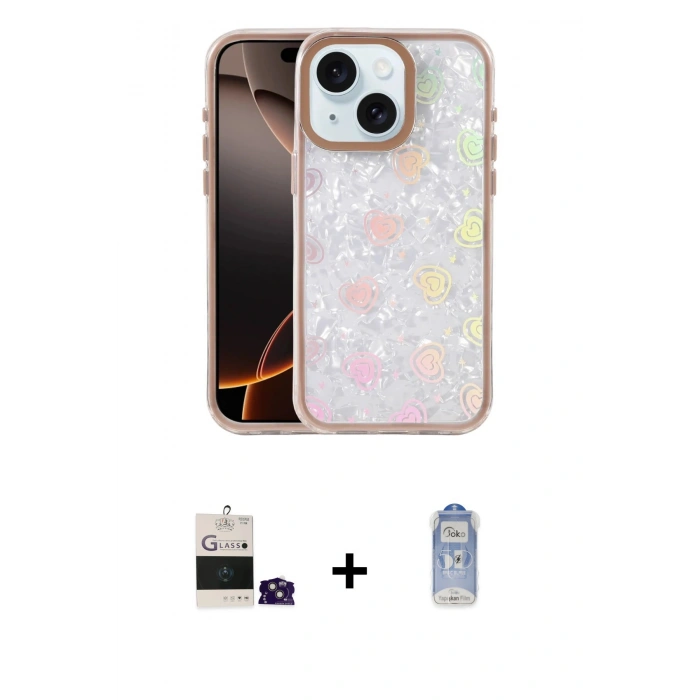 MARSİLYAN™- iPhone 15 Kılıf Odak Prime - Siyah Joko Magic 5D Cam + Bilvis Titan Kamera Lens - PE