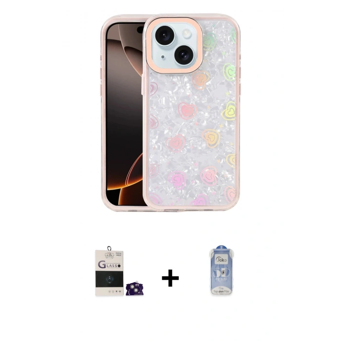 MARSİLYAN™- iPhone 15 Kılıf Odak Prime - Siyah Joko Magic 5D Cam + Bilvis Titan Kamera Lens - YL