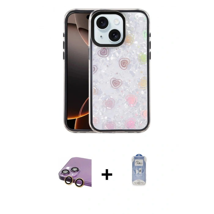 MARSİLYAN™- iPhone 15 Kılıf Odak Prime - Siyah Joko Magic 5D Cam + Raze Metal Kamera Lens - SI