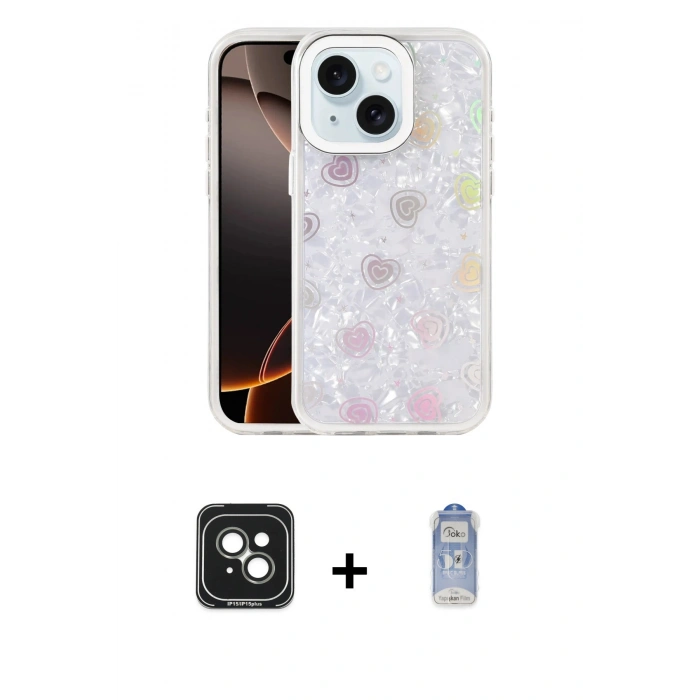 MARSİLYAN™- iPhone 15 Kılıf Odak Prime - Siyah Joko Magic 5D Cam + PVD Metal Kamera Lens - YL
