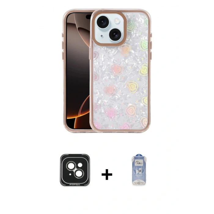 MARSİLYAN™- iPhone 15 Kılıf Odak Prime - Siyah Joko Magic 5D Cam + PVD Metal Kamera Lens - YL