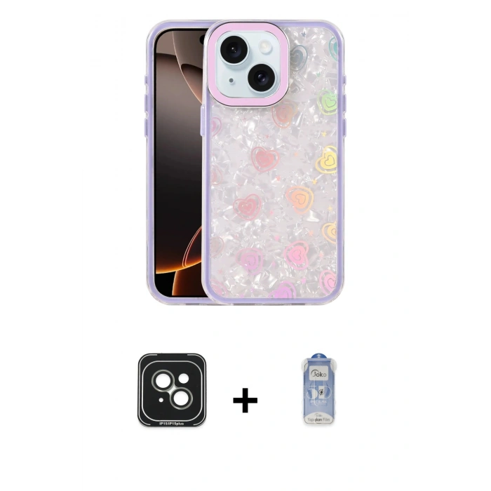MARSİLYAN™- iPhone 15 Kılıf Odak Prime - Siyah Joko Magic 5D Cam + PVD Metal Kamera Lens - YL