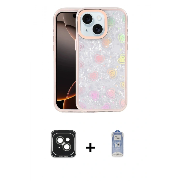 MARSİLYAN™- iPhone 15 Kılıf Odak Prime - Siyah Joko Magic 5D Cam + PVD Metal Kamera Lens - YL