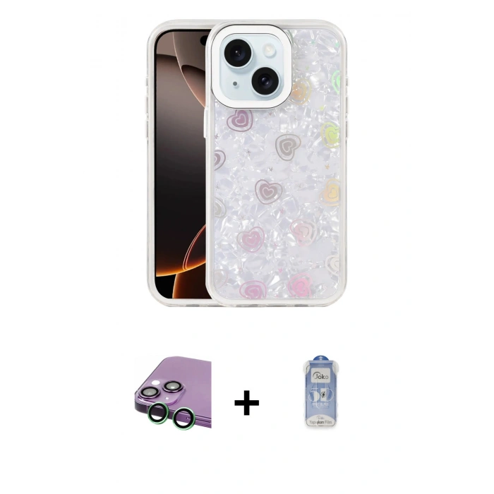 MARSİLYAN™- iPhone 15 Kılıf Odak Prime - Siyah Joko Magic 5D Cam + Raze Metal Kamera Lens - YL