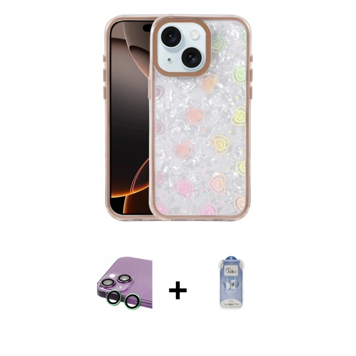 MARSİLYAN™- iPhone 15 Kılıf Odak Prime - Siyah Joko Magic 5D Cam + Raze Metal Kamera Lens - YL