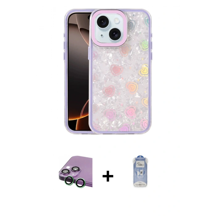 MARSİLYAN™- iPhone 15 Kılıf Odak Prime - Siyah Joko Magic 5D Cam + Raze Metal Kamera Lens - YL