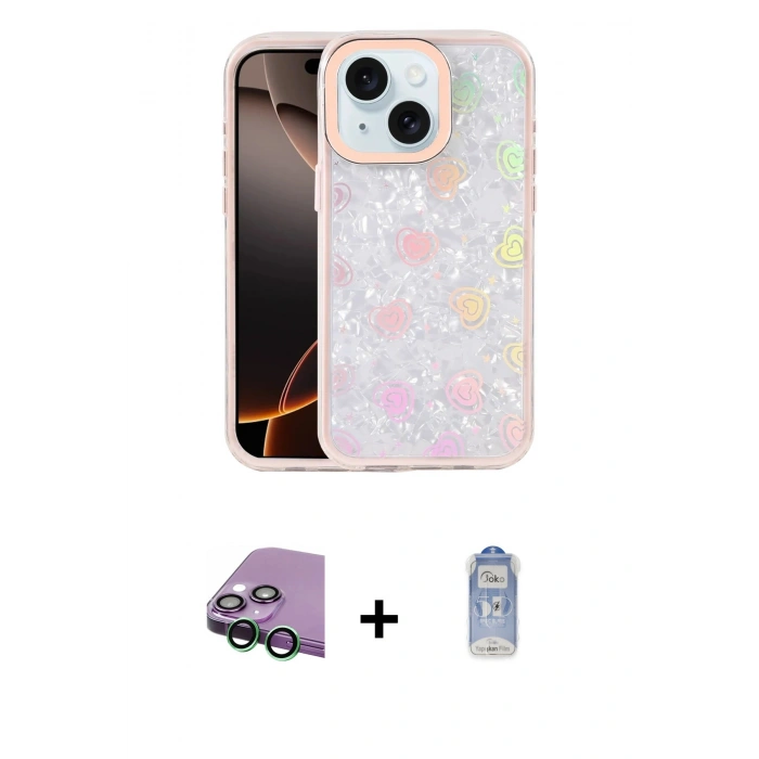 MARSİLYAN™- iPhone 15 Kılıf Odak Prime - Siyah Joko Magic 5D Cam + Raze Metal Kamera Lens - YL