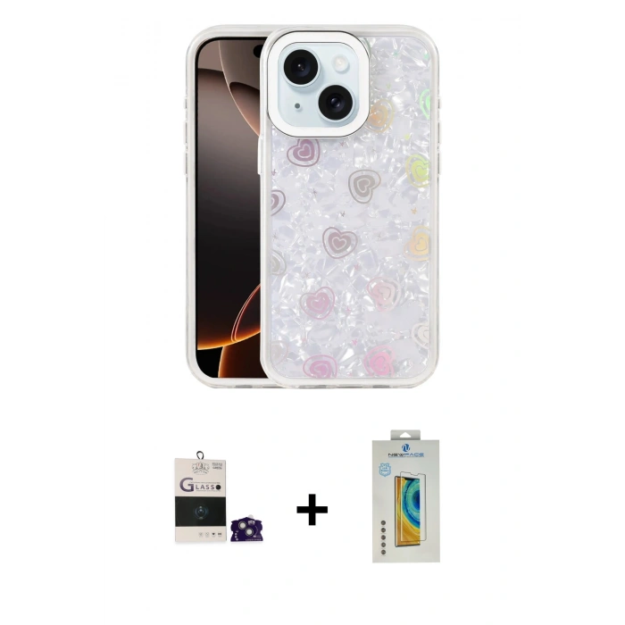 MARSİLYAN™- iPhone 15 Kılıf Odak Prime - Siyah Polymer Nano Ekran Koruyucu + Bilvis Titan Kamera Lens - YL