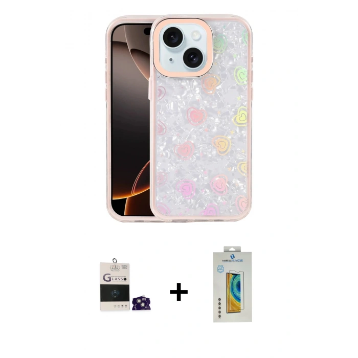 MARSİLYAN™- iPhone 15 Kılıf Odak Prime - Siyah Polymer Nano Ekran Koruyucu + Bilvis Titan Kamera Lens - YL