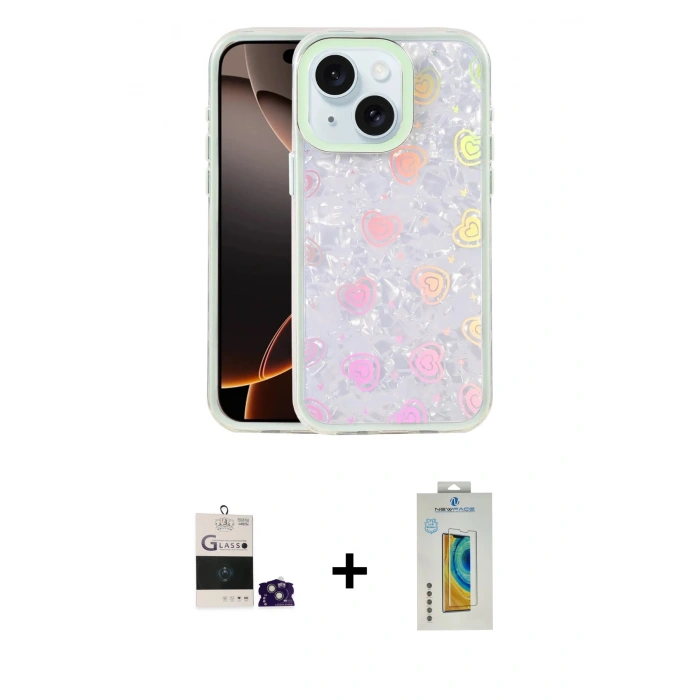 MARSİLYAN™- iPhone 15 Kılıf Odak Prime - Siyah Polymer Nano Ekran Koruyucu + Bilvis Titan Kamera Lens - YL
