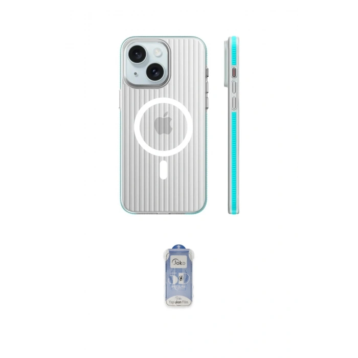 MARSİLYAN™- iPhone 15 Kılıf Pusula Minimal Koleksiyonu - Siyah Joko Magic 5D Cam