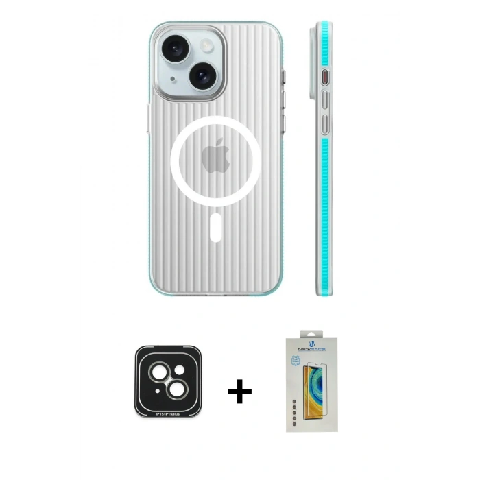 MARSİLYAN™- iPhone 15 Kılıf Pusula Minimal Koleksiyonu - Siyah Polymer Nano Ekran Koruyucu + PVD Metal Kamera Lens - YL