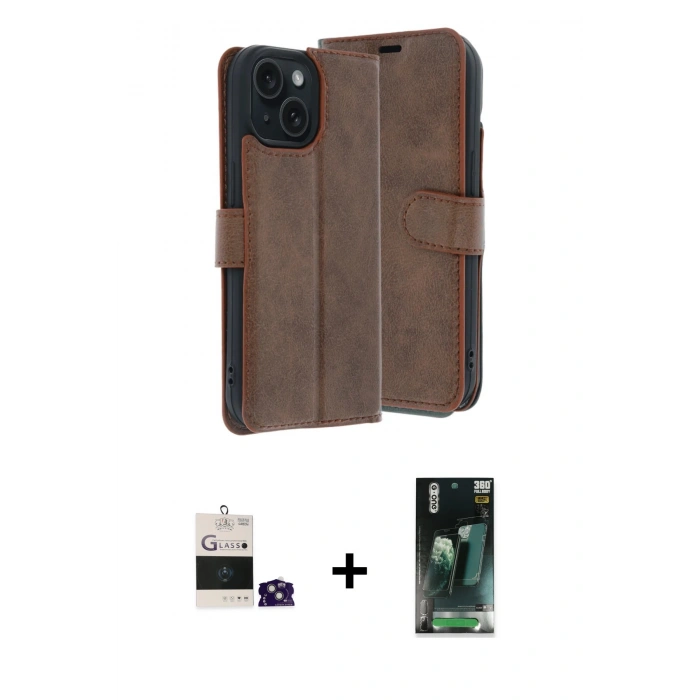 MARSİLYAN™- iPhone 15 Kılıf Siluet Işık Serisi - Şeffaf 360 Full Body Arka Koruyucu + Bilvis Titan Kamera Lens - YL