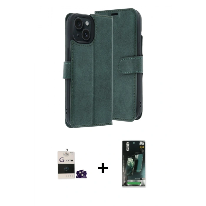 MARSİLYAN™- iPhone 15 Kılıf Siluet Işık Serisi - Şeffaf 360 Full Body Arka Koruyucu + Bilvis Titan Kamera Lens - PE