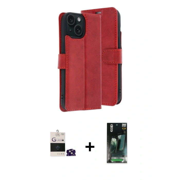 MARSİLYAN™- iPhone 15 Kılıf Siluet Işık Serisi - Şeffaf 360 Full Body Arka Koruyucu + Bilvis Titan Kamera Lens - YL