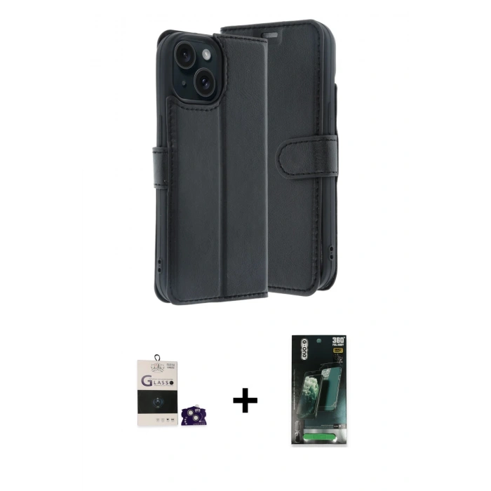 MARSİLYAN™- iPhone 15 Kılıf Siluet Işık Serisi - Şeffaf 360 Full Body Arka Koruyucu + Bilvis Titan Kamera Lens - YL