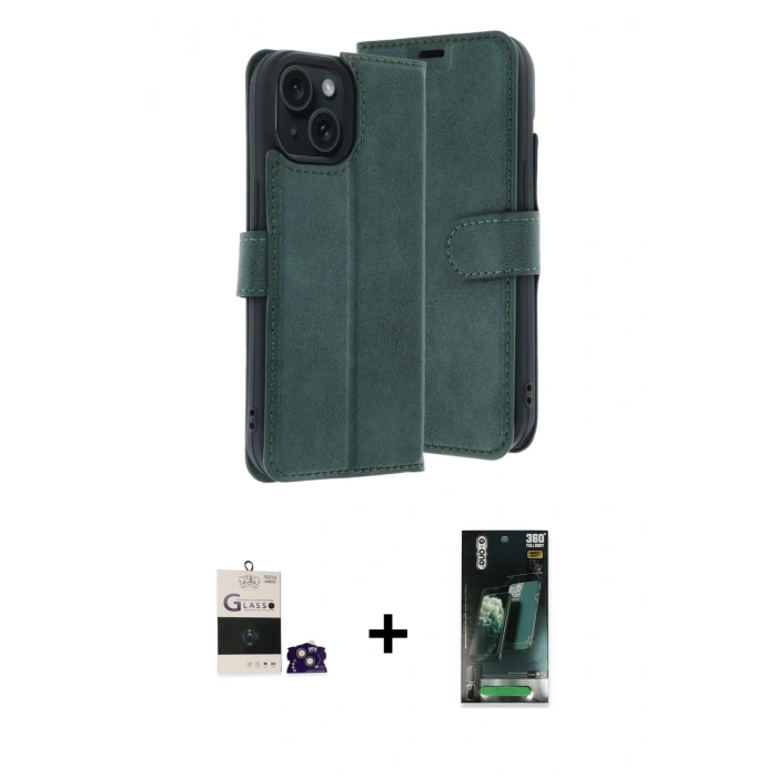 MARSİLYAN™- iPhone 15 Kılıf Siluet Işık Serisi - Şeffaf 360 Full Body Arka Koruyucu + Bilvis Titan Kamera Lens - YL