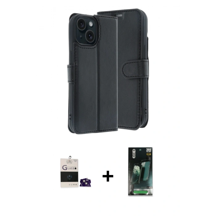 MARSİLYAN™- iPhone 15 Kılıf Siluet Işık Serisi - Şeffaf 360 Full Body Arka Koruyucu + Bilvis Titan Kamera Lens - PE