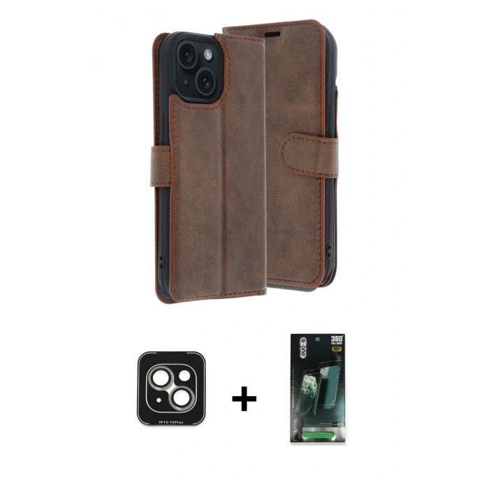 MARSİLYAN™- iPhone 15 Kılıf Siluet Işık Serisi - Şeffaf 360 Full Body Arka Koruyucu + PVD Metal Kamera Lens - YL