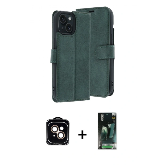 MARSİLYAN™- iPhone 15 Kılıf Siluet Işık Serisi - Şeffaf 360 Full Body Arka Koruyucu + PVD Metal Kamera Lens - TU
