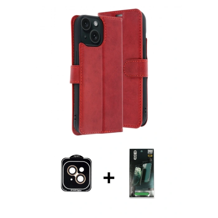 MARSİLYAN™- iPhone 15 Kılıf Siluet Işık Serisi - Şeffaf 360 Full Body Arka Koruyucu + PVD Metal Kamera Lens - TU