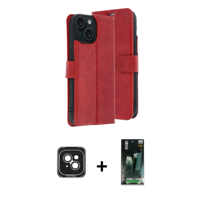MARSİLYAN™- iPhone 15 Kılıf Siluet Işık Serisi - Siyah 360 Mat Full Body Arka Koruyucu + PVD Metal Kamera Lens - YL