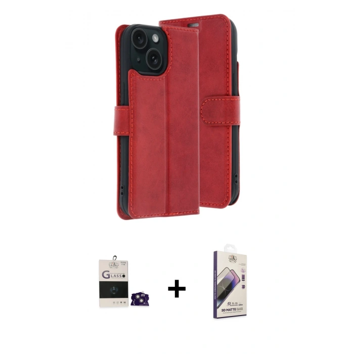 MARSİLYAN™- iPhone 15 Kılıf Siluet Işık Serisi - Siyah Bilvis 3D Mat Cam Ekran Koruyucu + Bilvis Titan Kamera Lens - PE