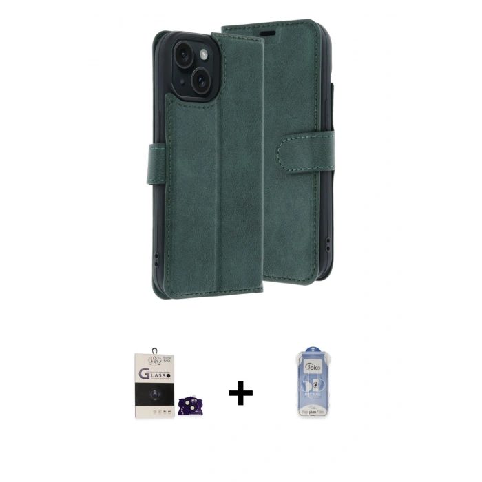 MARSİLYAN™- iPhone 15 Kılıf Siluet Işık Serisi - Siyah Joko Magic 5D Cam + Bilvis Titan Kamera Lens - SH