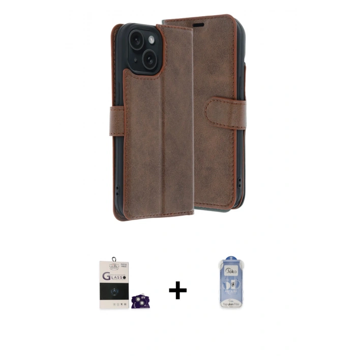 MARSİLYAN™- iPhone 15 Kılıf Siluet Işık Serisi - Siyah Joko Magic 5D Cam + Bilvis Titan Kamera Lens - YL