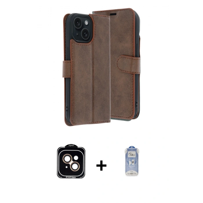 MARSİLYAN™- iPhone 15 Kılıf Siluet Işık Serisi - Siyah Joko Magic 5D Cam + PVD Metal Kamera Lens - TU