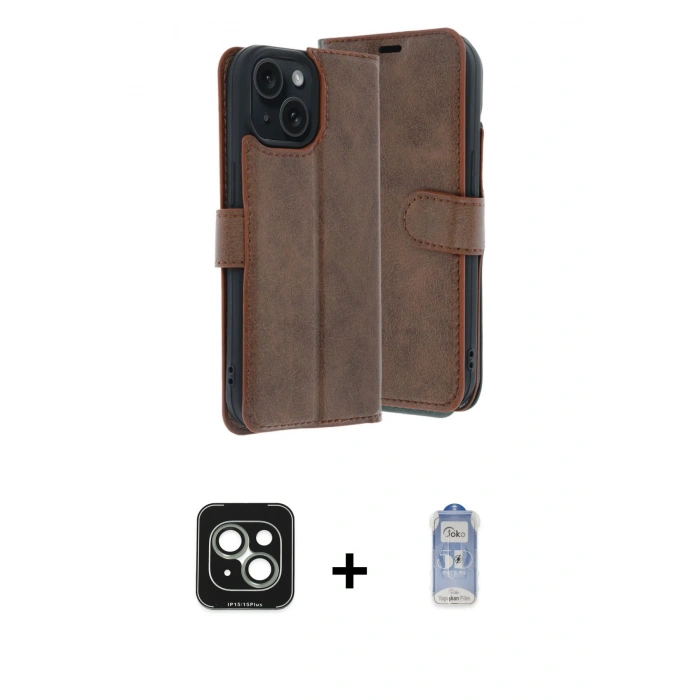 MARSİLYAN™- iPhone 15 Kılıf Siluet Işık Serisi - Siyah Joko Magic 5D Cam + PVD Metal Kamera Lens - YL