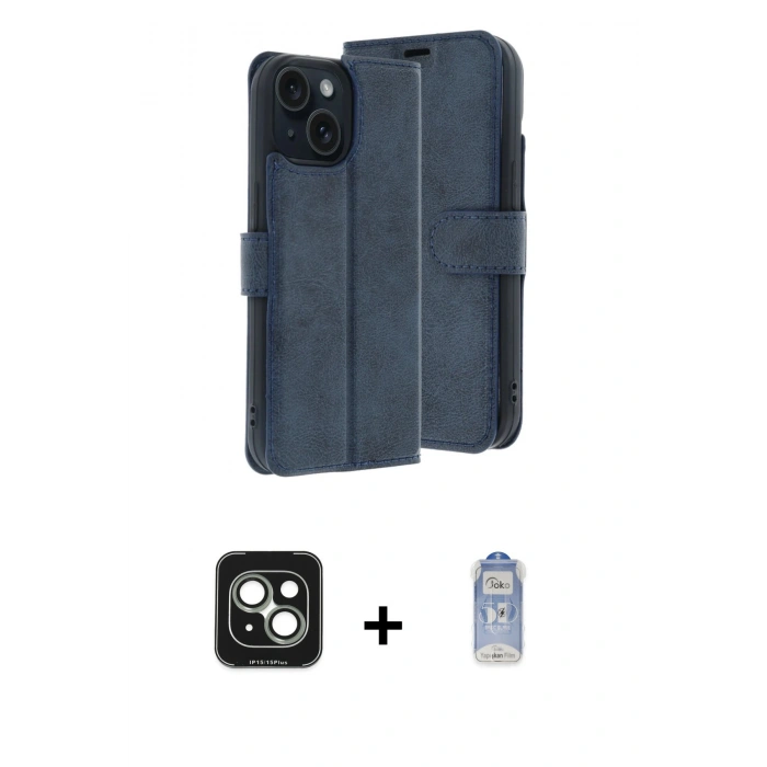 MARSİLYAN™- iPhone 15 Kılıf Siluet Işık Serisi - Siyah Joko Magic 5D Cam + PVD Metal Kamera Lens - YL