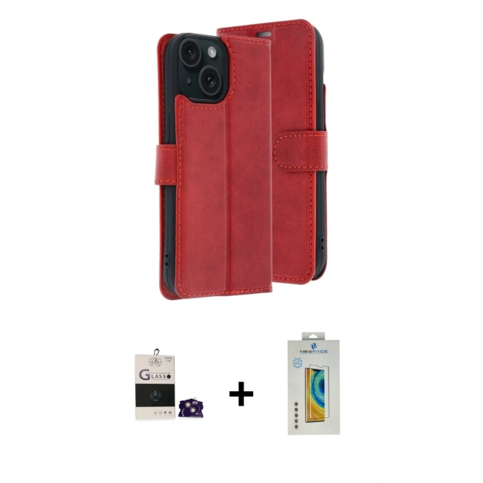 MARSİLYAN™- iPhone 15 Kılıf Siluet Işık Serisi - Siyah Polymer Nano Ekran Koruyucu + Bilvis Titan Kamera Lens - PE