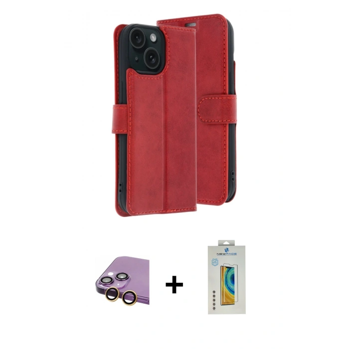 MARSİLYAN™- iPhone 15 Kılıf Siluet Işık Serisi - Siyah Polymer Nano Ekran Koruyucu + Raze Metal Kamera Lens - SI