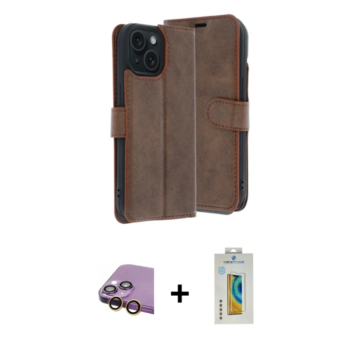 MARSİLYAN™- iPhone 15 Kılıf Siluet Işık Serisi - Siyah Polymer Nano Ekran Koruyucu + Raze Metal Kamera Lens - SI
