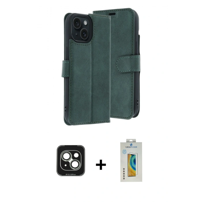 MARSİLYAN™- iPhone 15 Kılıf Siluet Işık Serisi - Siyah Polymer Nano Ekran Koruyucu + PVD Metal Kamera Lens - YL