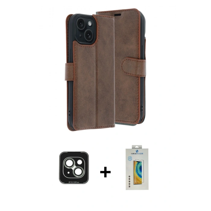 MARSİLYAN™- iPhone 15 Kılıf Siluet Işık Serisi - Siyah Polymer Nano Ekran Koruyucu + PVD Metal Kamera Lens - YL