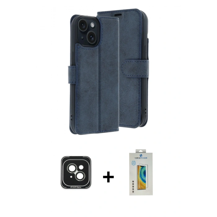 MARSİLYAN™- iPhone 15 Kılıf Siluet Işık Serisi - Siyah Polymer Nano Ekran Koruyucu + PVD Metal Kamera Lens - YL