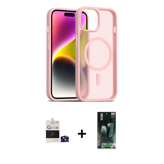 MARSİLYAN™- iPhone 15 Kılıf Siluet Minimal Prime - Şeffaf 360 Full Body Arka Koruyucu + Bilvis Titan Kamera Lens - YL