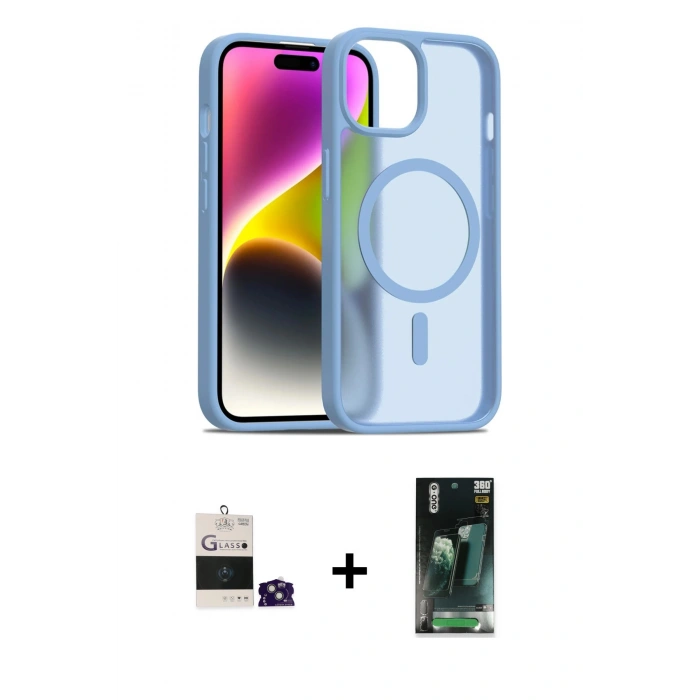 MARSİLYAN™- iPhone 15 Kılıf Siluet Minimal Prime - Şeffaf 360 Full Body Arka Koruyucu + Bilvis Titan Kamera Lens - YL