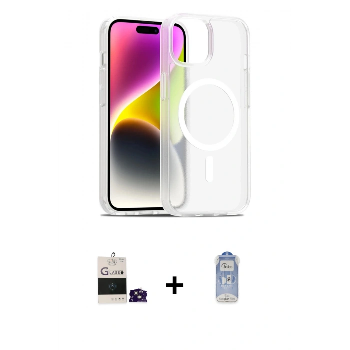 MARSİLYAN™- iPhone 15 Kılıf Siluet Minimal Prime - Siyah Joko Magic 5D Cam + Bilvis Titan Kamera Lens - PE