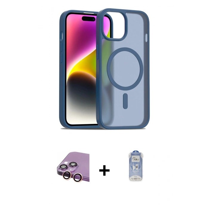 MARSİLYAN™- iPhone 15 Kılıf Siluet Minimal Prime - Siyah Joko Magic 5D Cam + Raze Metal Kamera Lens - PE