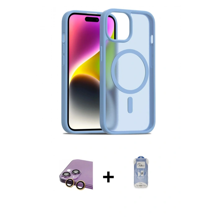 MARSİLYAN™- iPhone 15 Kılıf Siluet Minimal Prime - Siyah Joko Magic 5D Cam + Raze Metal Kamera Lens - SI