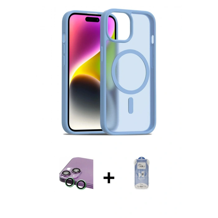 MARSİLYAN™- iPhone 15 Kılıf Siluet Minimal Prime - Siyah Joko Magic 5D Cam + Raze Metal Kamera Lens - YL