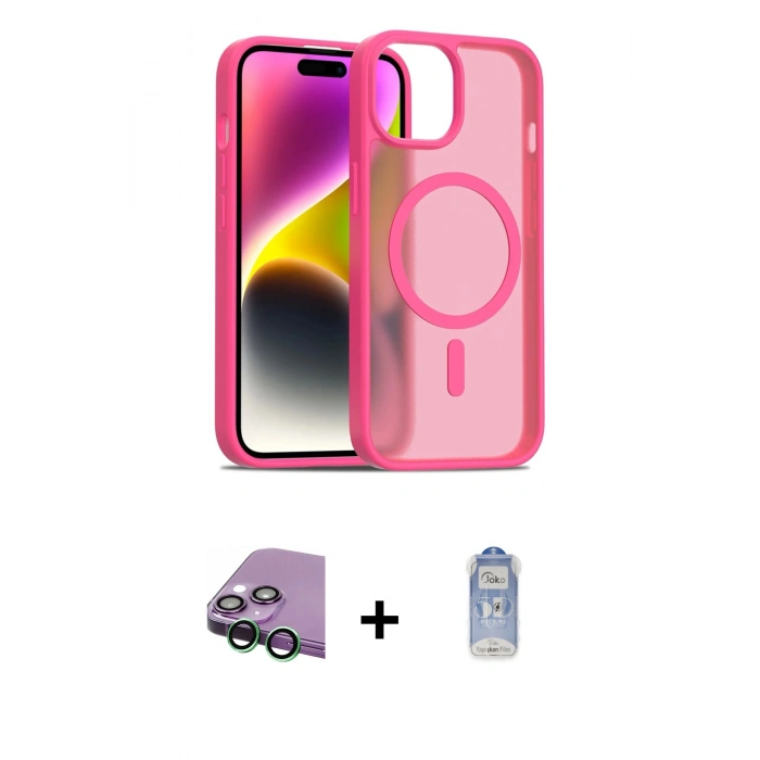 MARSİLYAN™- iPhone 15 Kılıf Siluet Minimal Prime - Siyah Joko Magic 5D Cam + Raze Metal Kamera Lens - YL