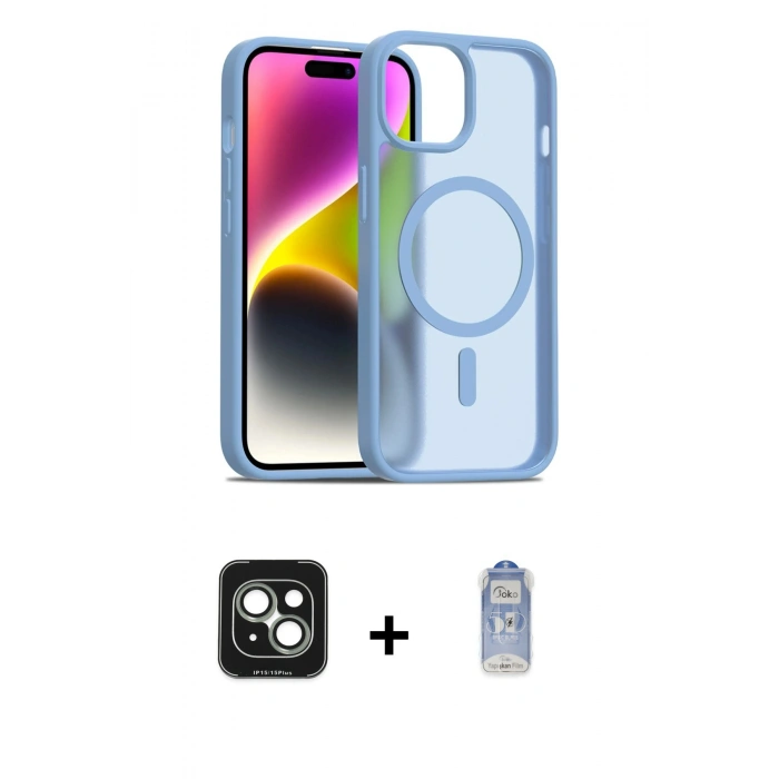 MARSİLYAN™- iPhone 15 Kılıf Siluet Minimal Prime - Siyah Joko Magic 5D Cam + PVD Metal Kamera Lens - YL